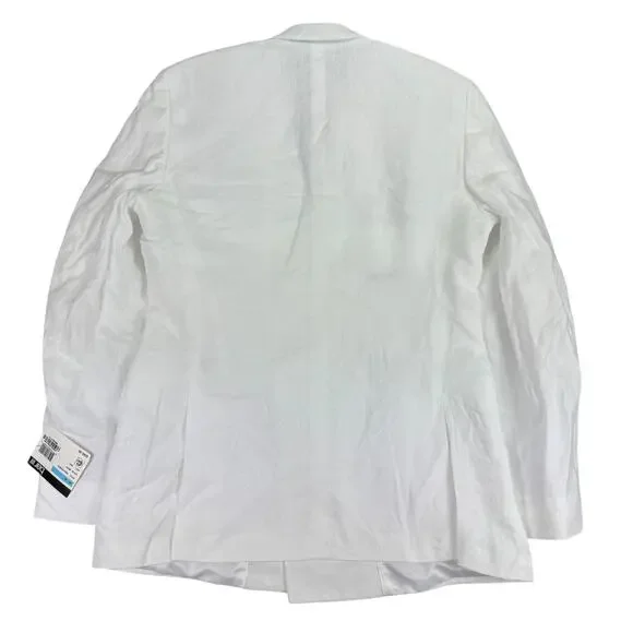 Bar III Mens Slim Fit 100% Linen Double-Breasted Suit Jacket White 40L - Picture 3 of 5